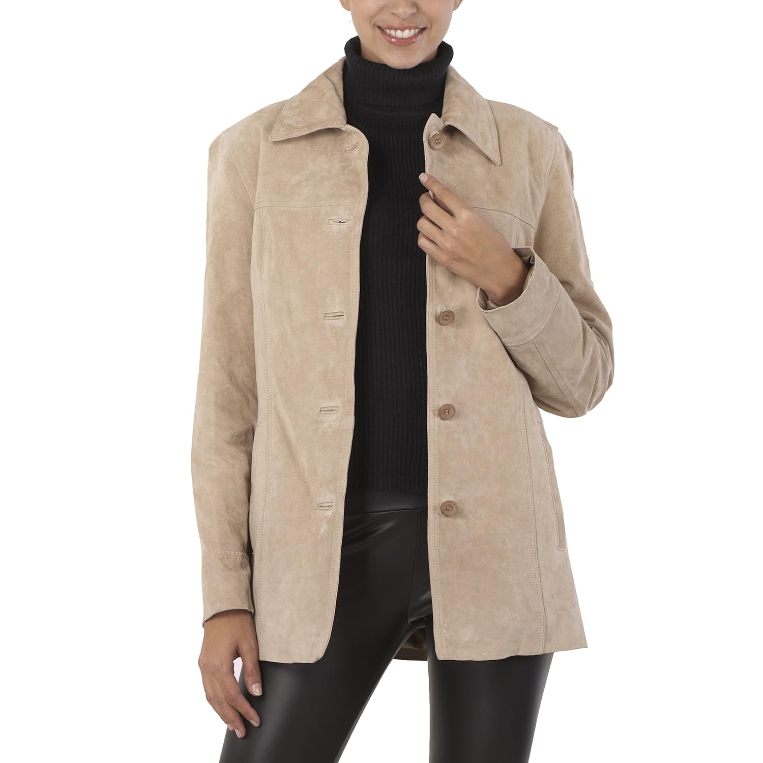BGSD Women's "Anna" Suede Leather Car Coat из США