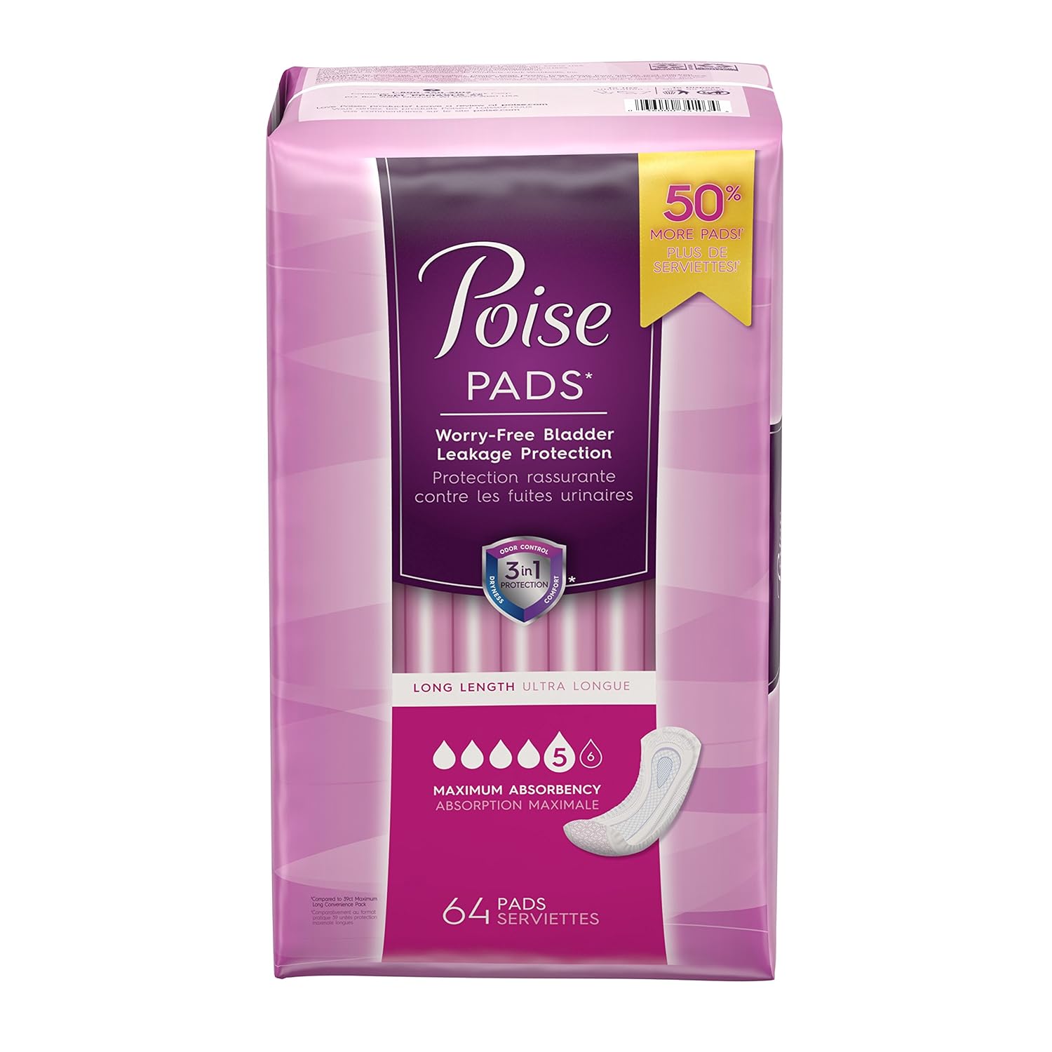 Poise Maximum Absorbency Incontinence Pads, Long Length, 64 Count eBay
