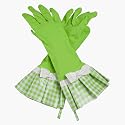 Gloveables Fashion Gloves in Lime Gingham with White Bow