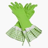 Gloveables Fashion Gloves in Lime Gingham with White Bow