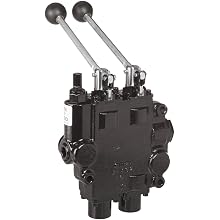 Prince RD522CCAA5A4B1 Directional Control Valve, Two Spool, 4 Ways, 3 Positions, Tandem Center, Cast Iron, 3000 psi, Lever Handle, 25 gpm, In/Out: 3/4" NPTF, Work 1/2" NPTF