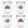 Frog & Lotus 16 oz Insulated Beverage Tumblers Set, Clear (Set of 4)