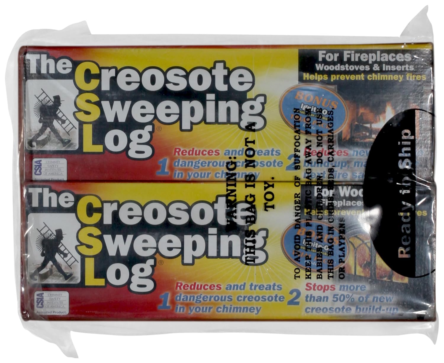 Creosote Sweeping Log For Fireplaces (Pack of 2) , New, Free Shipping