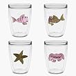 Ocean Friends 16 oz Insulated Beverage Tumblers Set, Clear (4 designs)