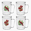 Tropical Parrots & Anthuriam Flowers 18 oz Insulated Coffee Mug Set, Clear (Set of 4)