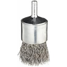 Weiler Wire End Brush, Round Shank, Steel, Crimped Wire, 1" Diameter, 0.0104" Wire Diameter, 1/4" Shank, 22000 rpm (Pack of 1)