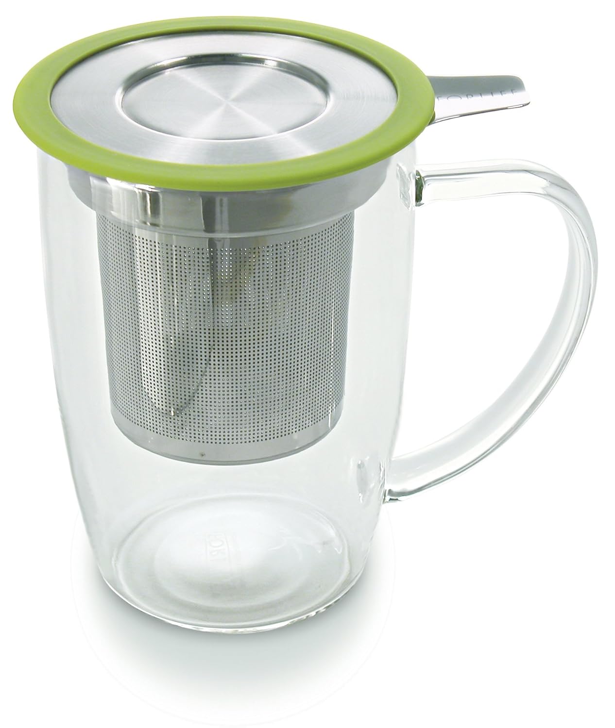 FORLIFE NewLeaf Glass Tea 16Ounce Mug with Infuser and Lid, Lime , New