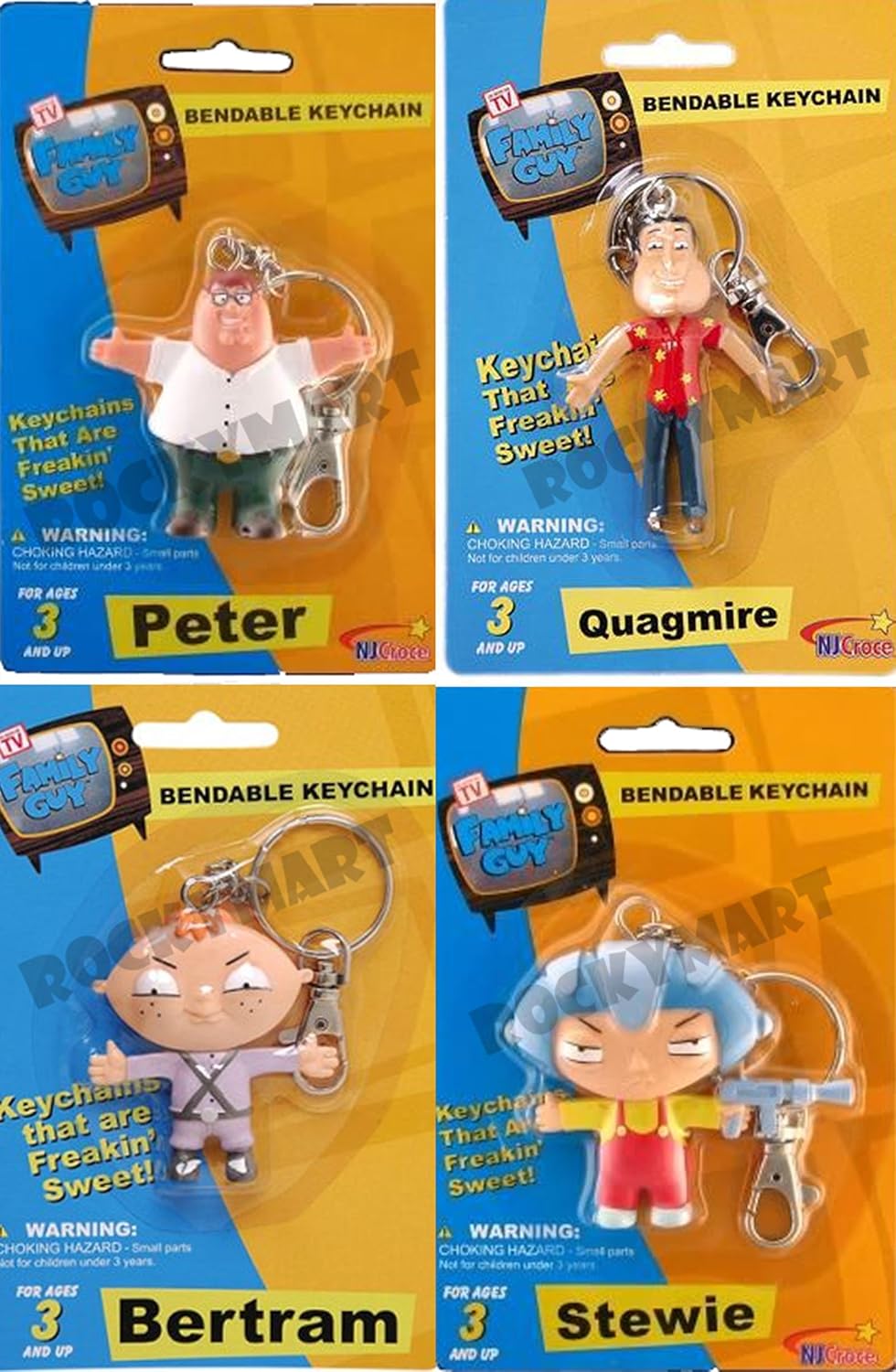 Family Guy Bendable Keychains Toy Set of 4 WOW!