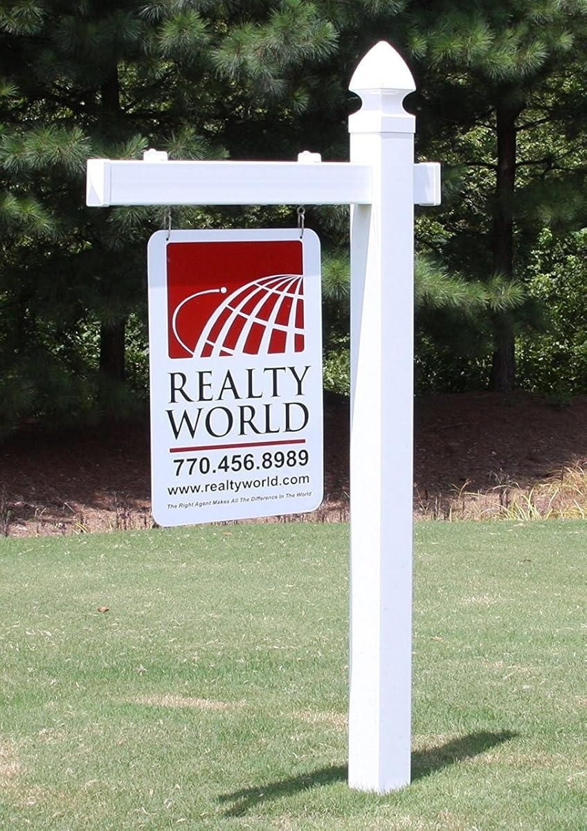 Vinyl PVC Real Estate Sign Post White (Single)