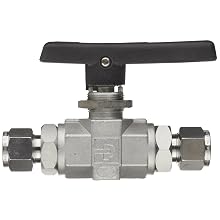Parker B Series Stainless Steel 316 Ball Valve, Inline, A-Lok Compression Fitting