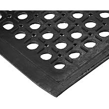 San Jamar KM1100 Light Duty Rubber EZ Mat with Bevel, 5' Length x 3' Width x 1/2" Thick, Black