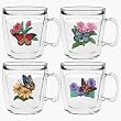 Butterflies (Assorted) 12 oz Insulated Coffee Mug Set, Clear (4 designs)
