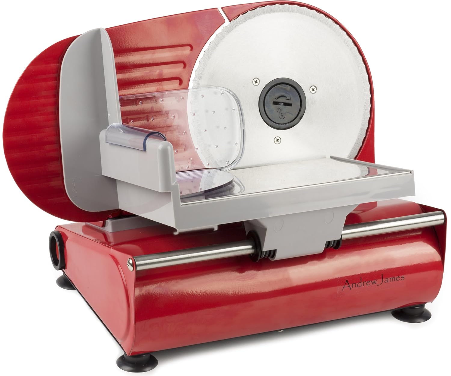 New Andrew James Red Electric Food & Meat Slicer 19cm Blade + 2 Extra