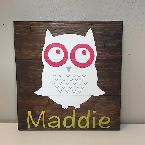 10x10 personalized owl name sign for nursery or kids room