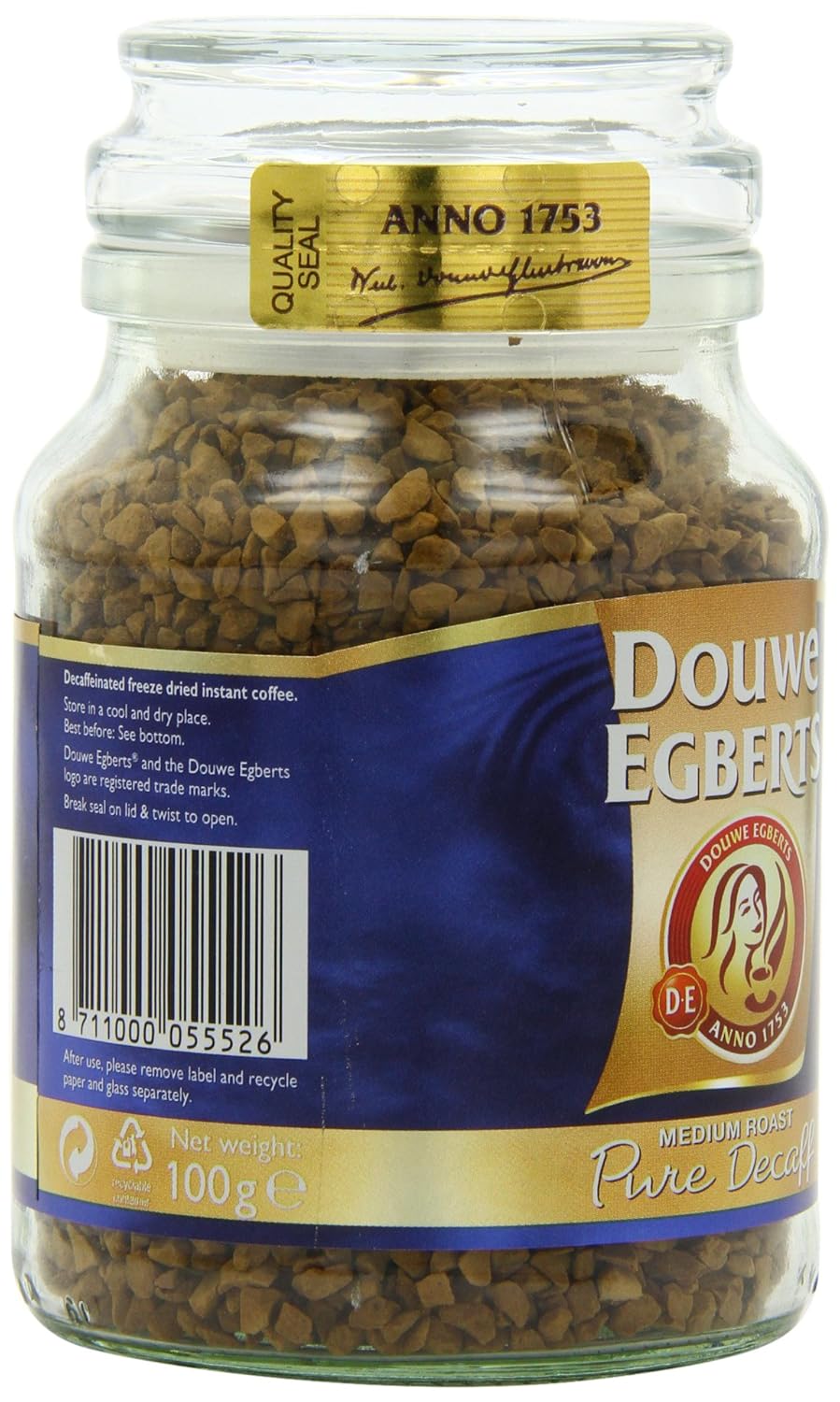Douwe Egberts Pure Decaf Instant Coffee, Medium Roast, 3.5Ounce, 100g