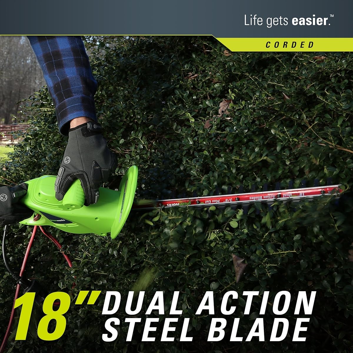 Greenworks 18Inch 2.7 Amp Corded Hedge Trimmer 22102