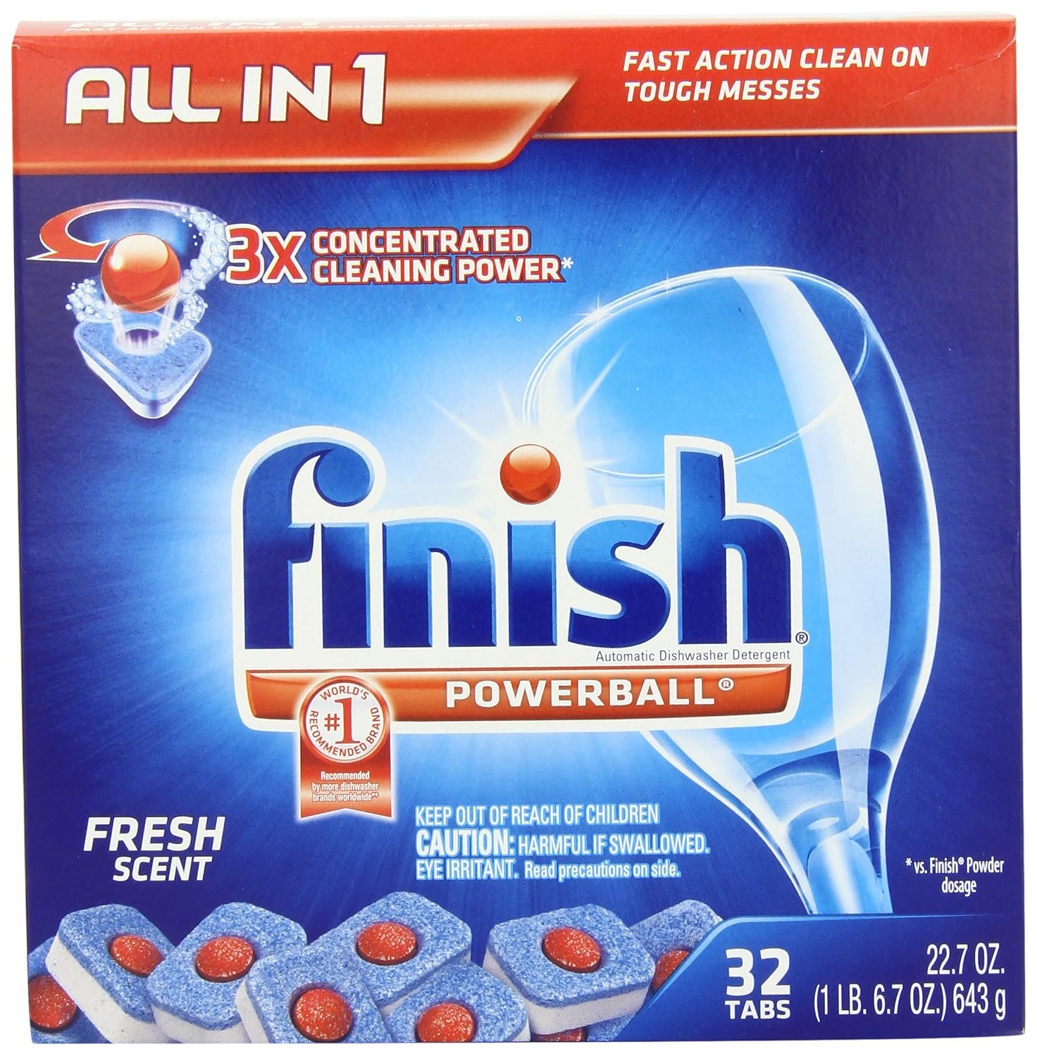 Finish Powerball Tabs Dishwasher Detergent, Fresh Scent, 32-Count $3.52