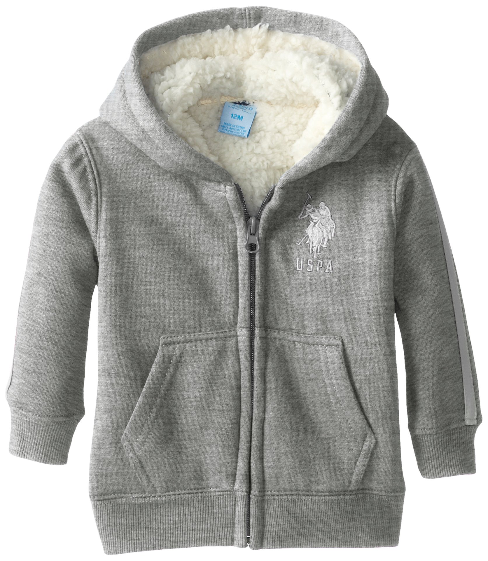 US Polo Association Baby Boys' Fleece Jacket with Hood and Sherpa