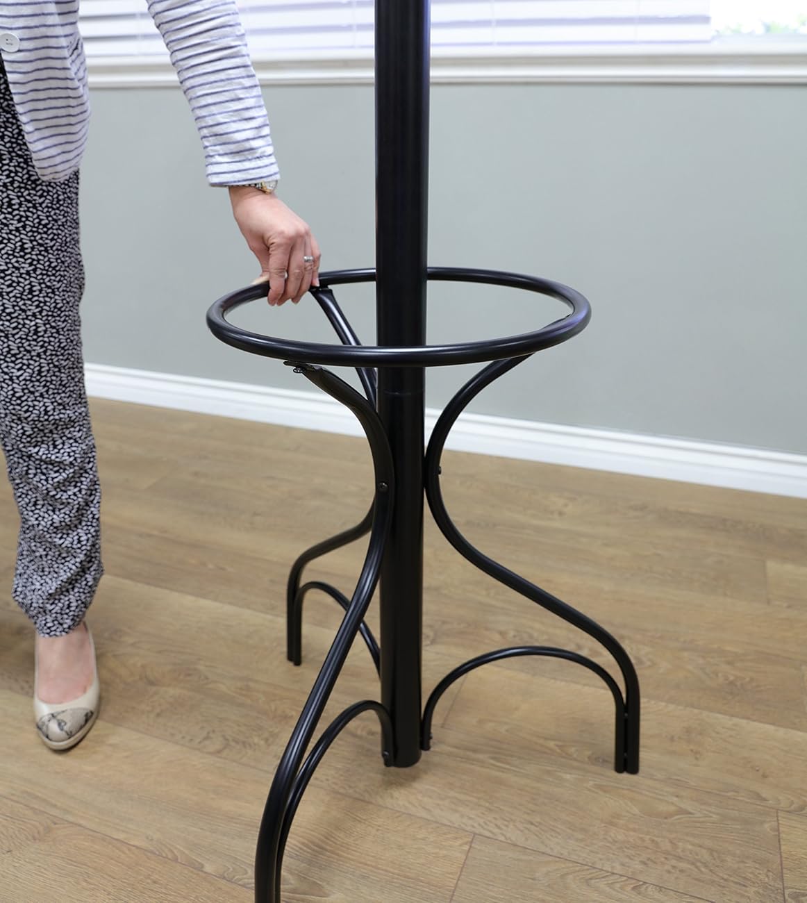 Frenchi Home Furnishing Metal Coat Rack with Umbrella Stand, Black