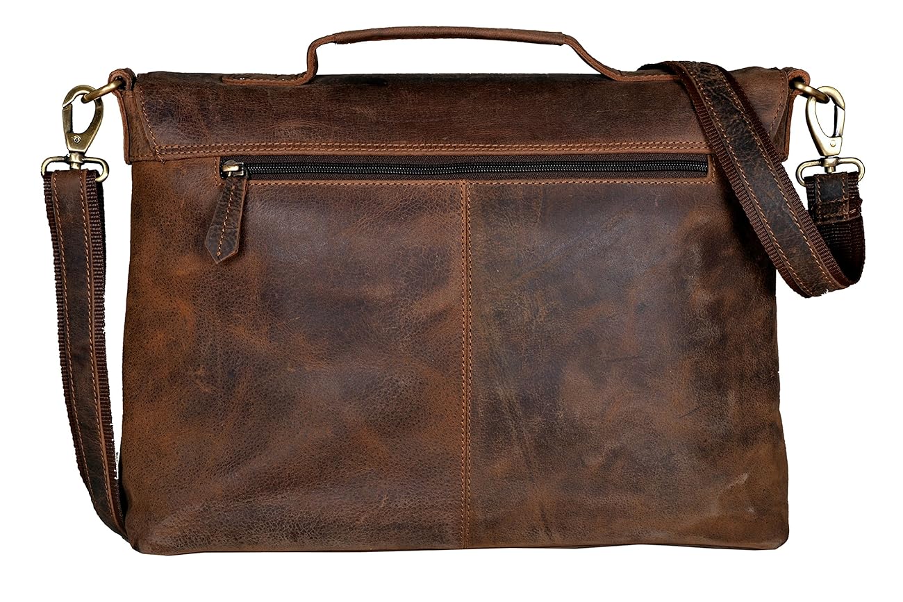 Handolederco Vintage Buffalo Leather Messenger Satchel Laptop Briefcase