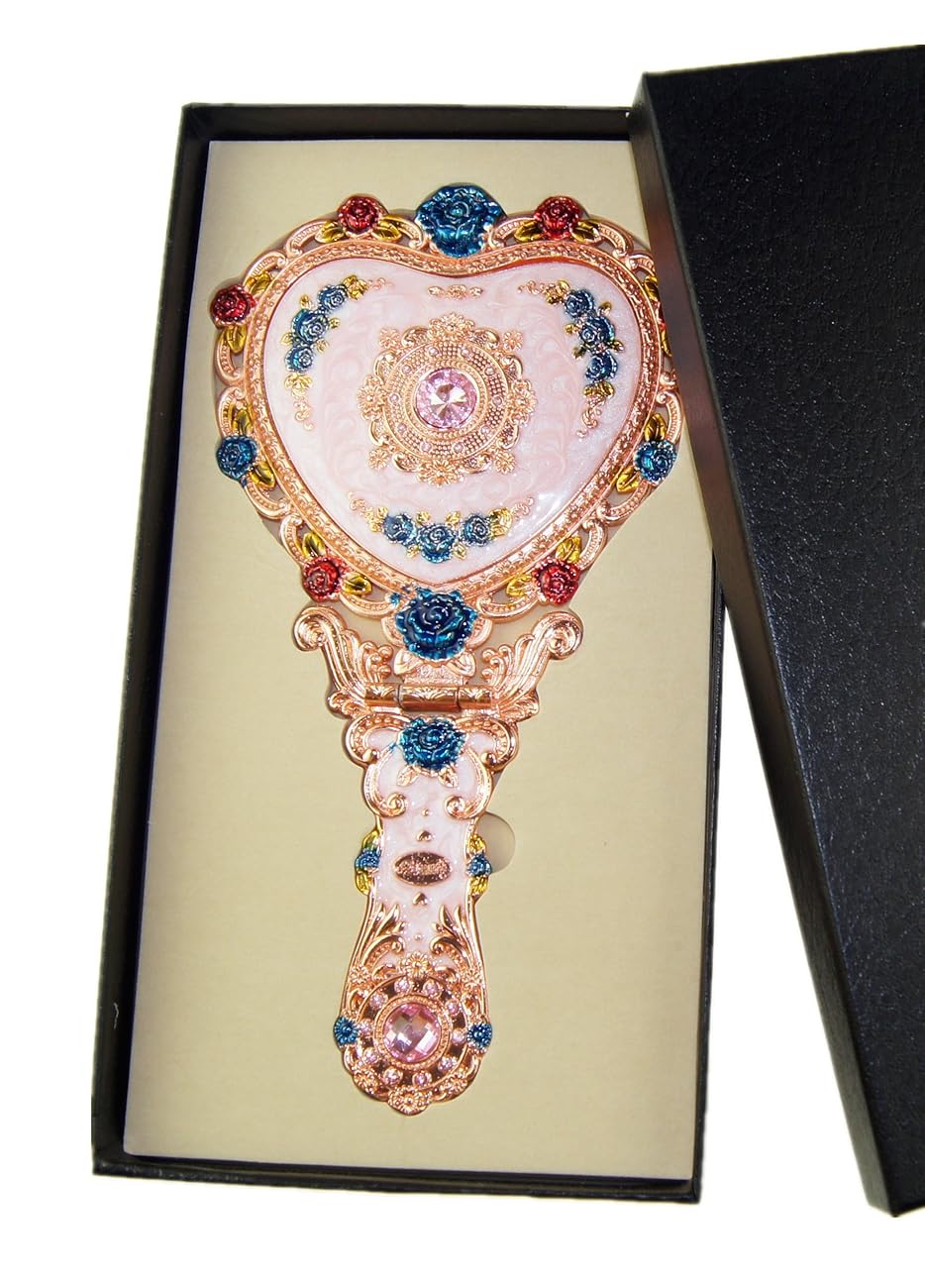 Ivenf Heart Shape Royal Vintage Princess Mirror, HandPainted Metal