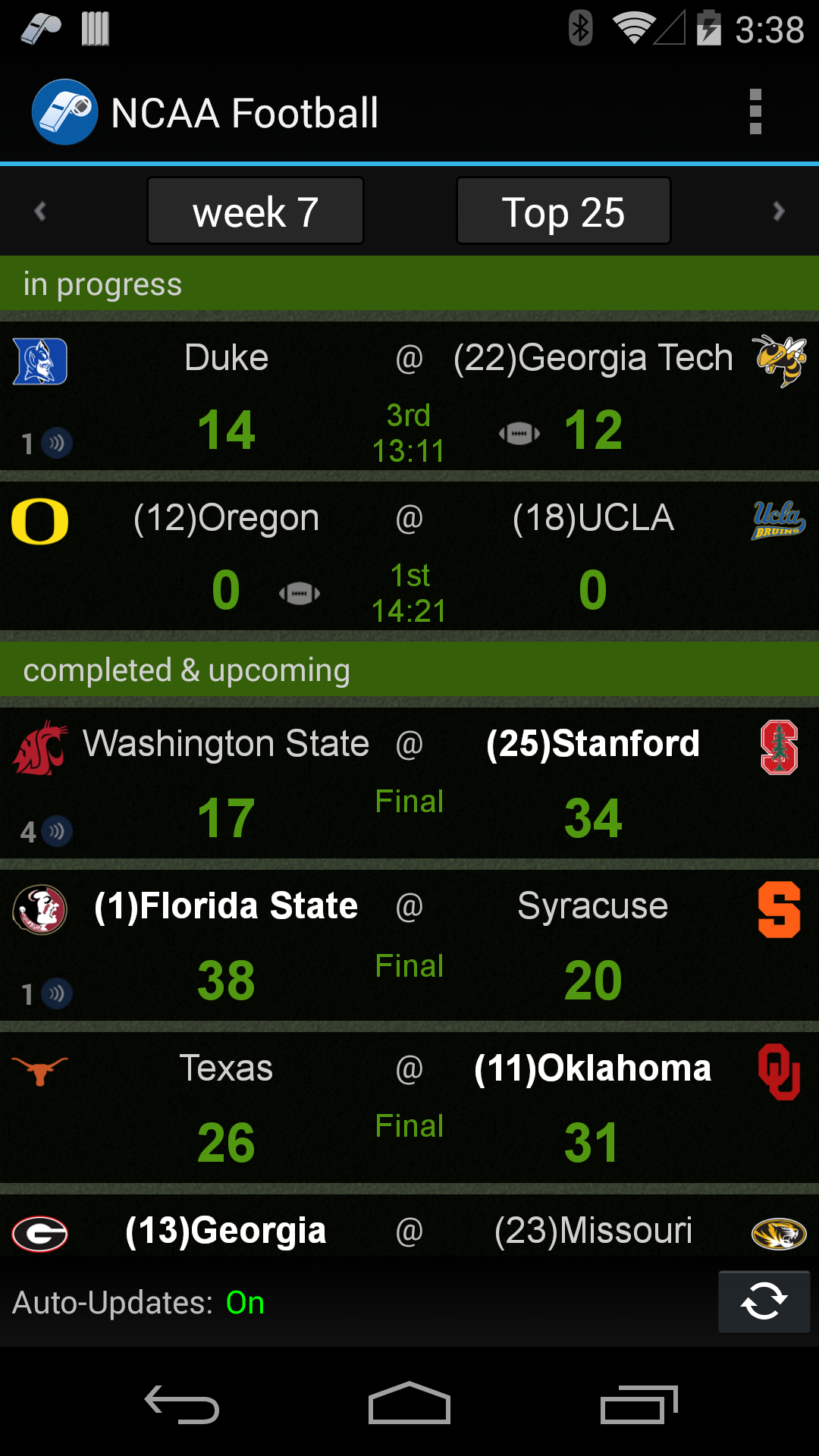 NCAA Football Scores & Alerts Appstore for Android