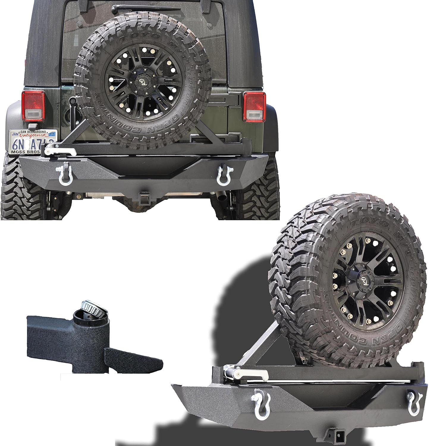 How to mount jerry can with DV8/Barricade rear bumper?? Jeep Wrangler