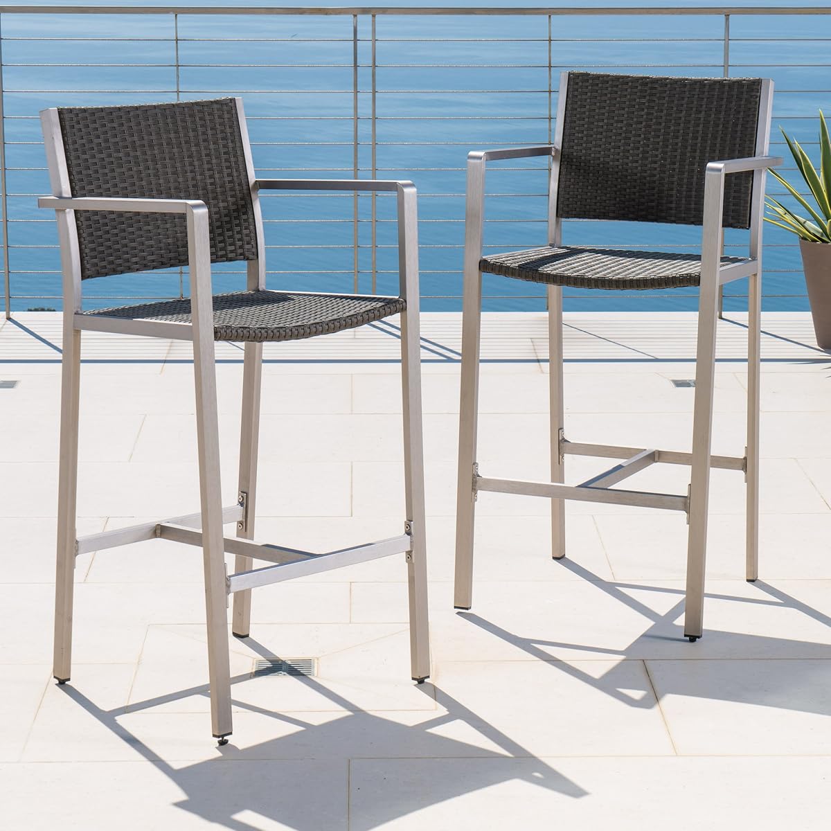 Crested Bay Patio Furniture 3 Piece Grey Outdoor Wicker and Aluminum