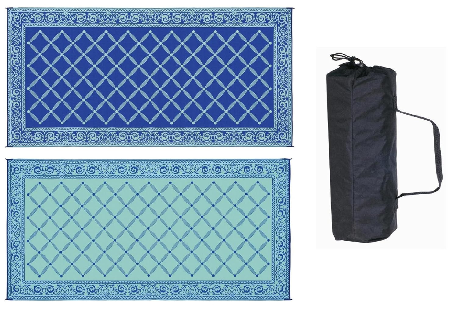 RV TRAILER PATIO BEACH CAMPING REVERSIBLE OUTDOOR MAT 9x18 Camper Rug