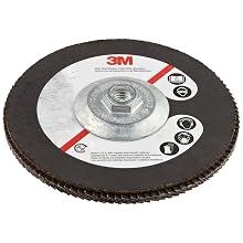 3M Flap Disc 577F, T27, Alumina Zirconia, Dry/Wet, 7" Diameter, 60 Grit, 5/8"-11 Thread Size (Pack of 1)