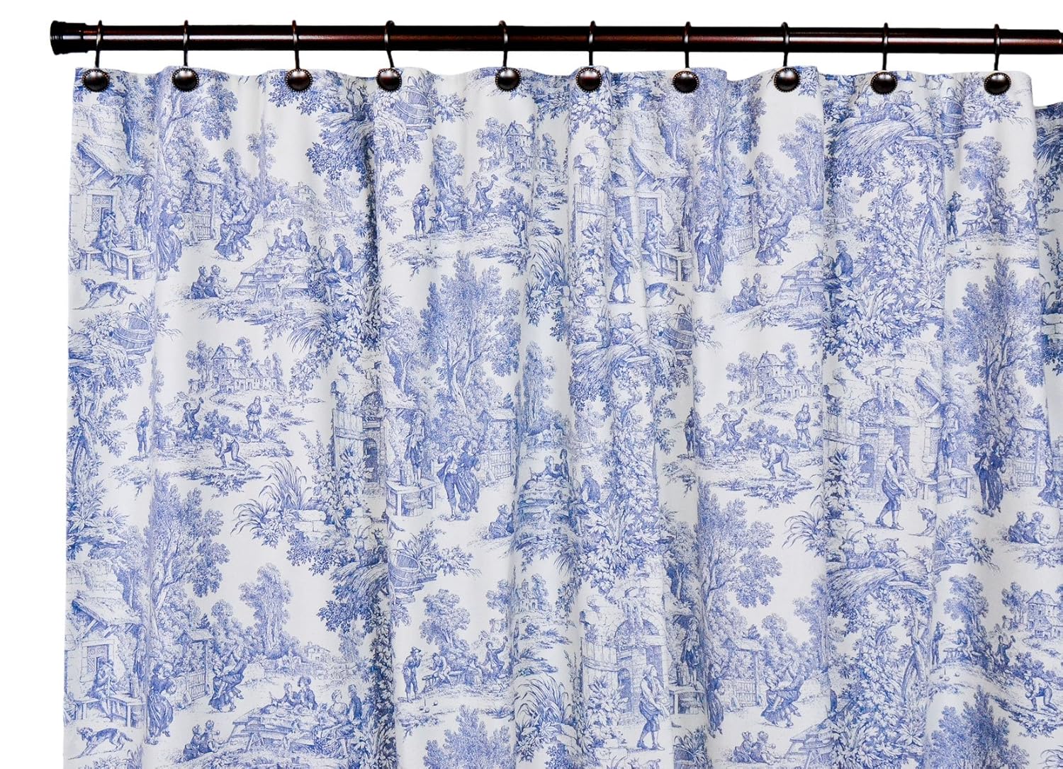 Victoria Park Toile Bathroom Shower Curtain, Blue , New, Free Shipping