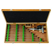 Mitutoyo Digital LCD Depth Gauge, Interchangeable Rods, Micrometer Type, Metric