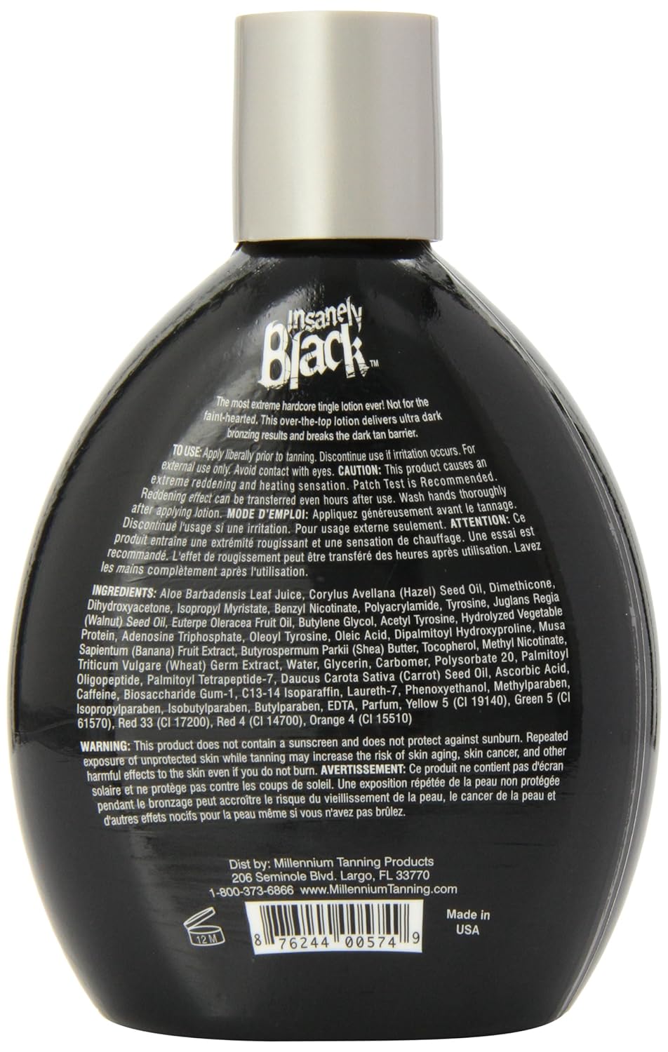 Millenium Tanning Insanely Black Ultra Dark Bronzer Tanning Lotion