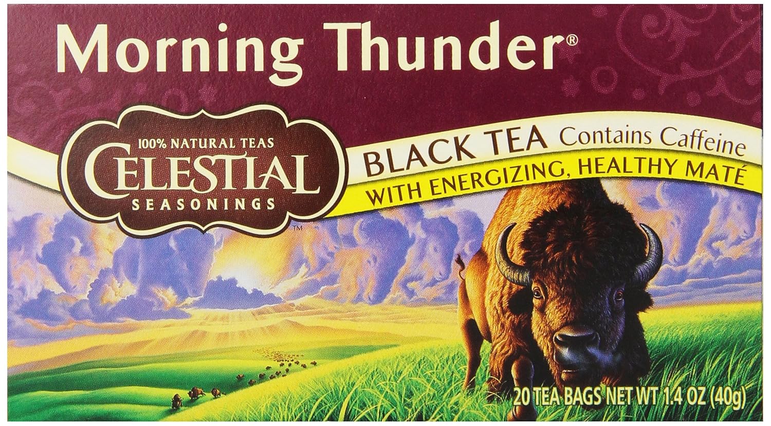 Celestial Seasonings Black Tea, Morning Thunder, 20Count Tea Bags