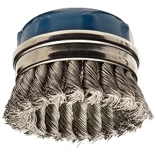 Norton Wire Cup Brush, Threaded Hole, Stainless Steel, Partial Twist Knotted