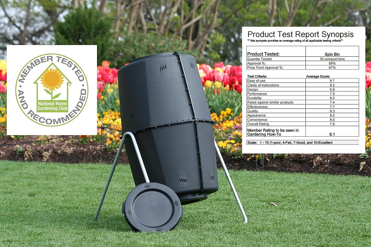 Spin Bin Composter 60 gal. Large Capacity Black Barrel Style Tumbler