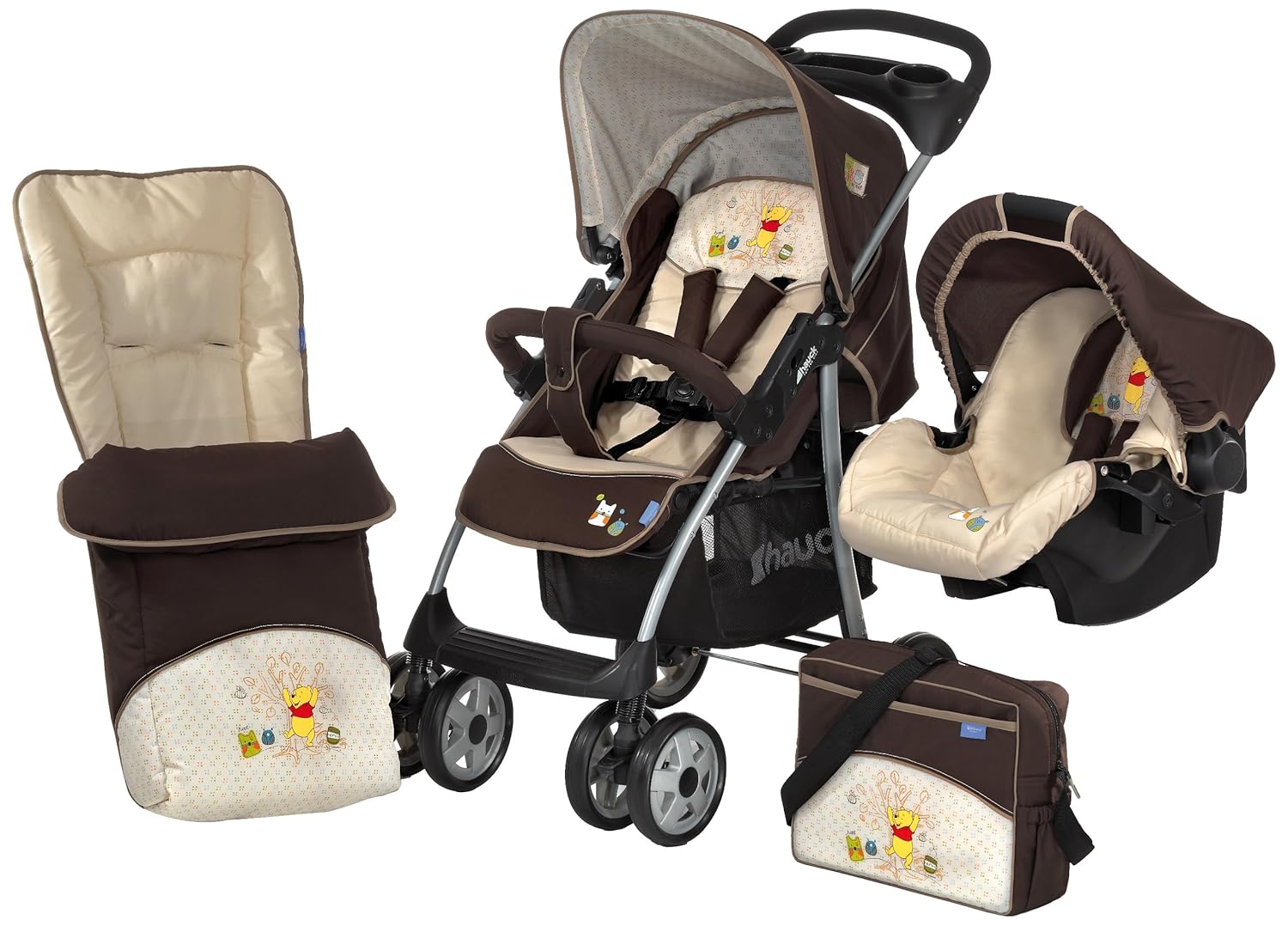 New Hauck Disney Winnie the Pooh doodle brown travel system buggy pram