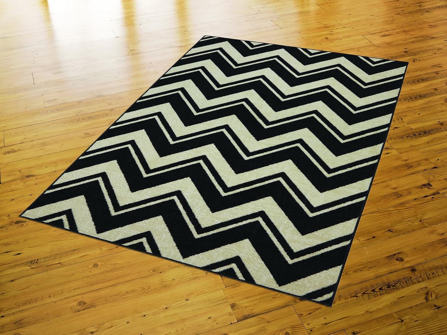 Black and White Striped Rug