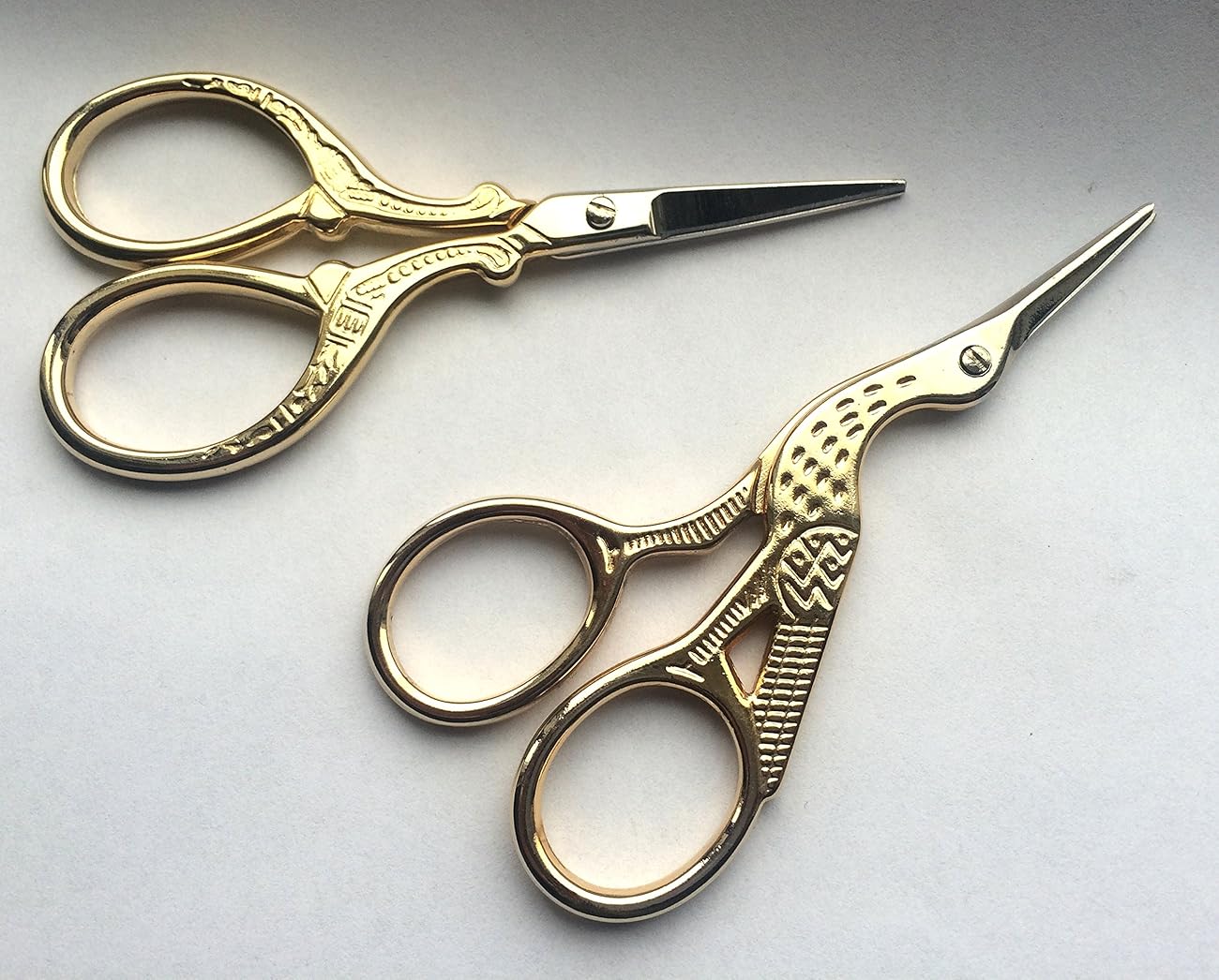 TWO High Quality 3.5 Inch Gold Plated Stainless Steel Scissors for