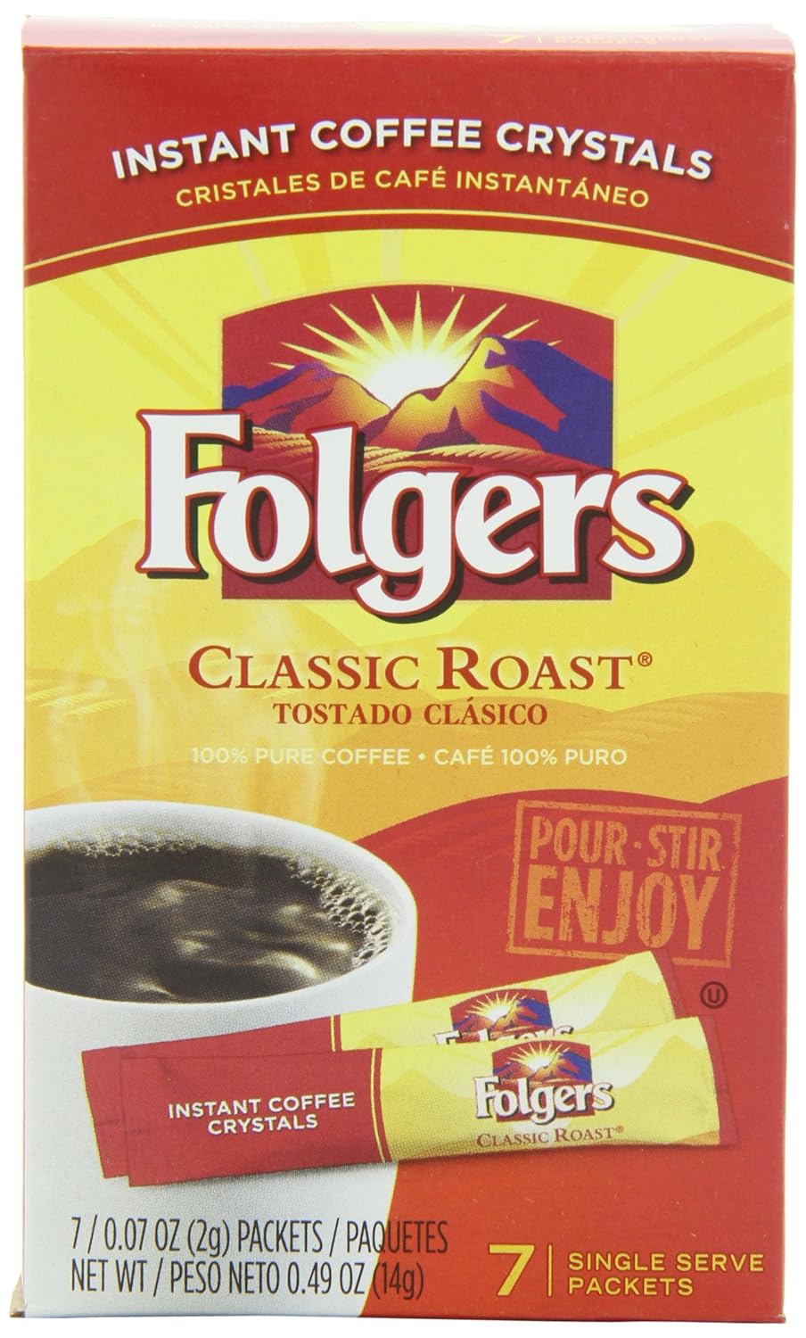 Купить Folgers Classic Roast Instant Coffee Crystals, 7Count (Pack of