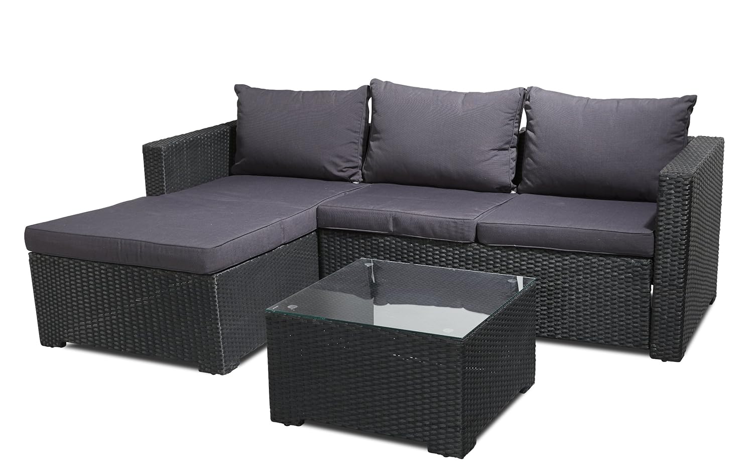 CLP 2er-Sofa RAVENNA aus Polyrattan mit Fußhockern, inkl. Kissen