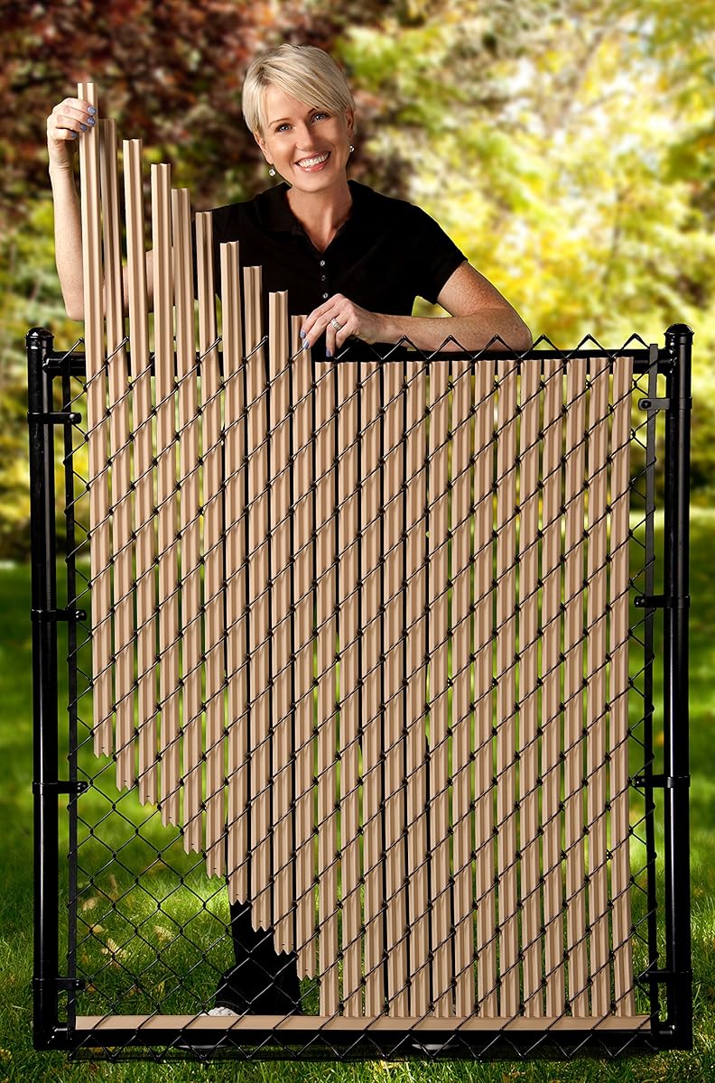 4ft Beige Ridged Slats for Chain Link Fence