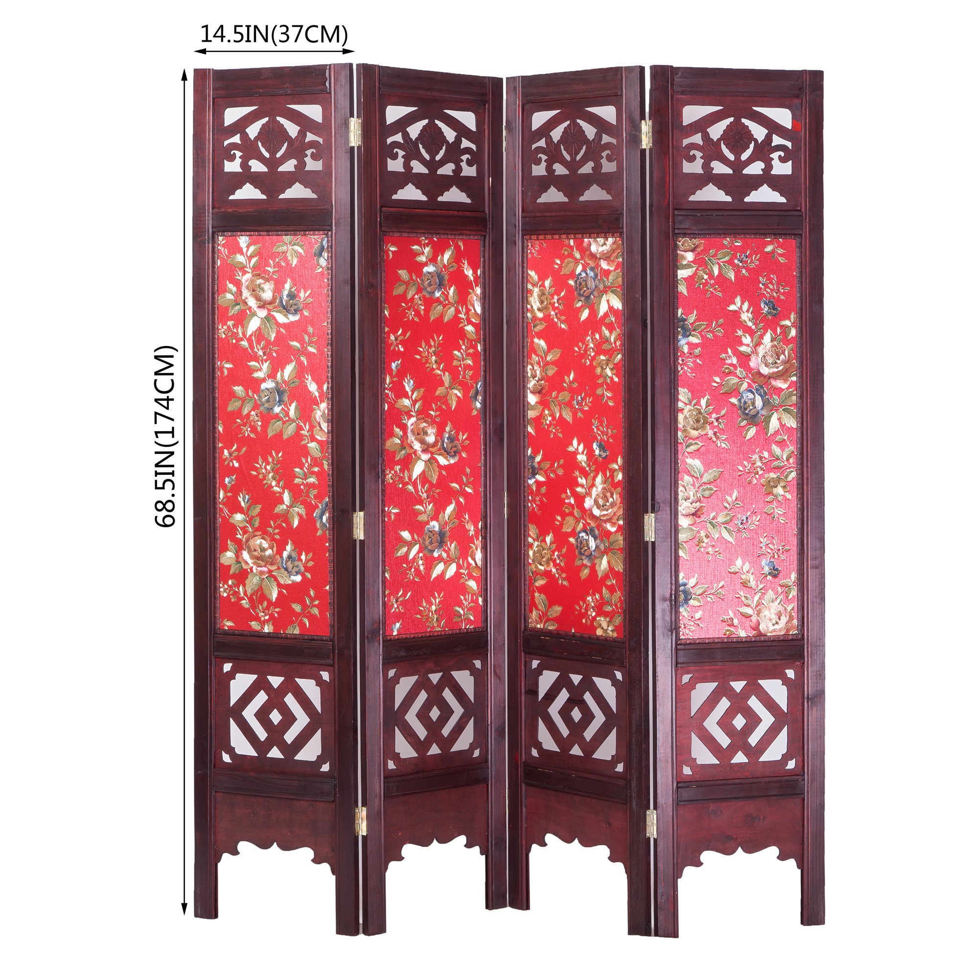 Vintage Oriental Style 4 Panels Screen Room Divider FUR9120 eBay