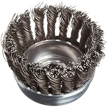 Weiler Vortex Pro Wire Cup Brush, Threaded Hole, Carbon Steel, Partial Twist Knotted