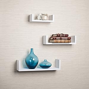 Set of 3 Floating U Shelves in White Finish