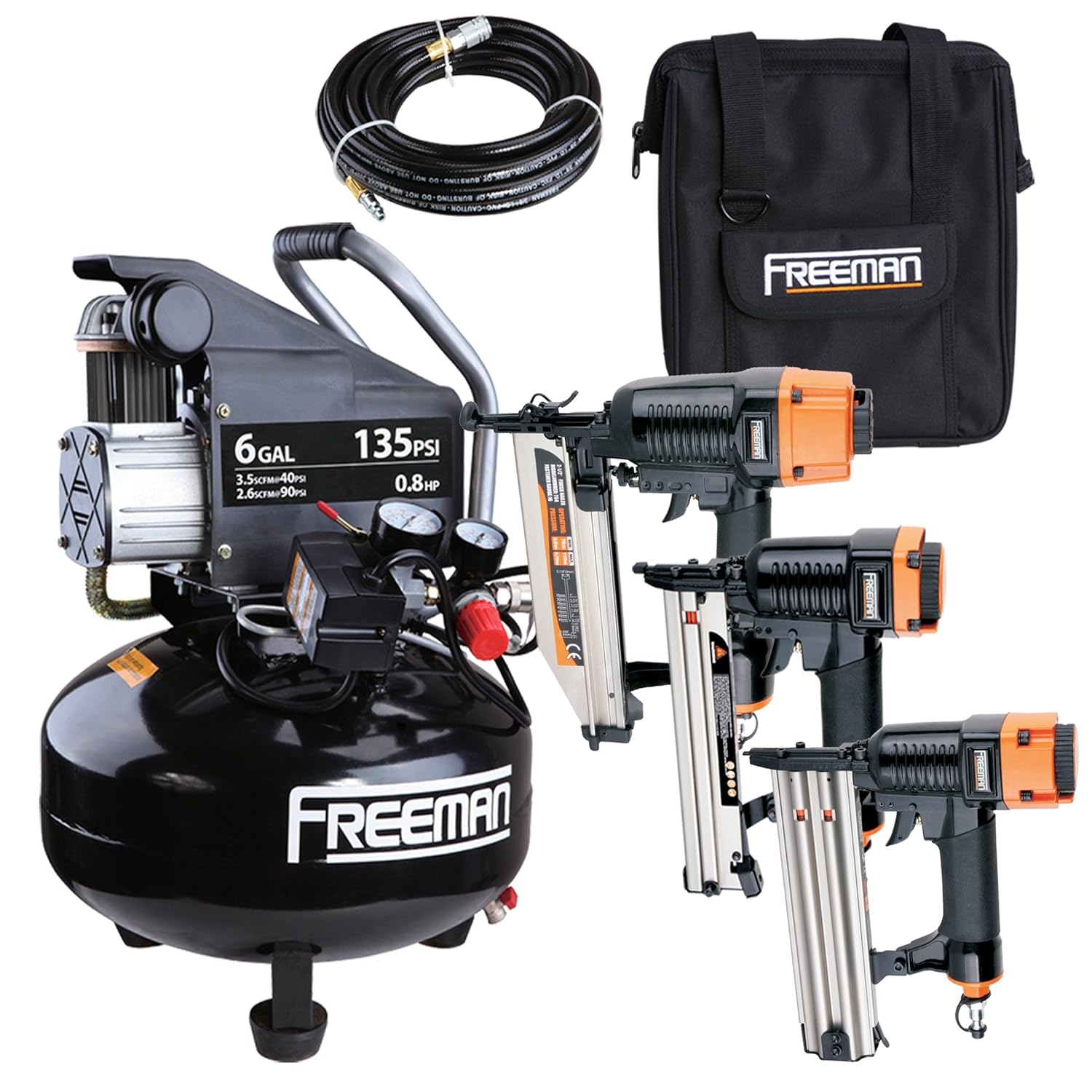 Freeman PF3P6GALCK 6 Gallon Pancake Air Compressor with 2 Nail Guns and