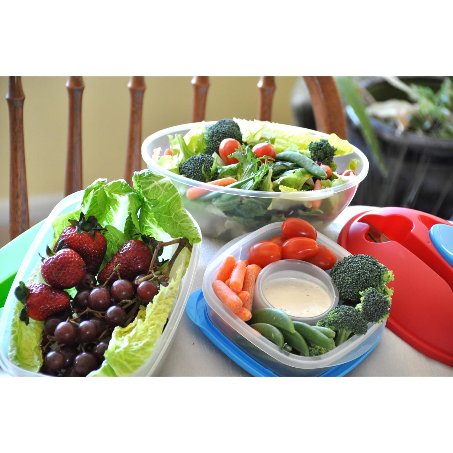 Lunch Box for Work 3 Shapes & Sizes-Salad, Food & Veggie Containers with Easy Open Lids Set of 3