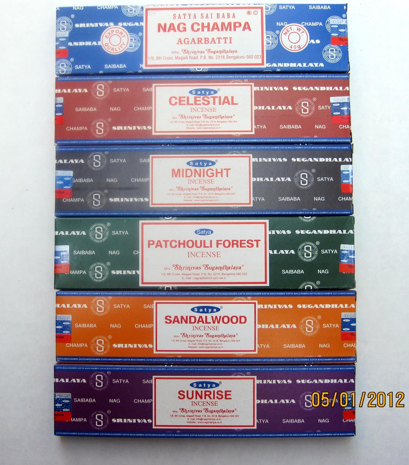 Satya Incense Flavors Collection - Six 40 Gram Boxes - Celestial, Midnight, Sunrise, Sandalwood, Etc
Satya Incense Flavors Collection - Six 40 Gram Boxes - Celestial, Midnight, Sunrise, Sandalwood, Etc
