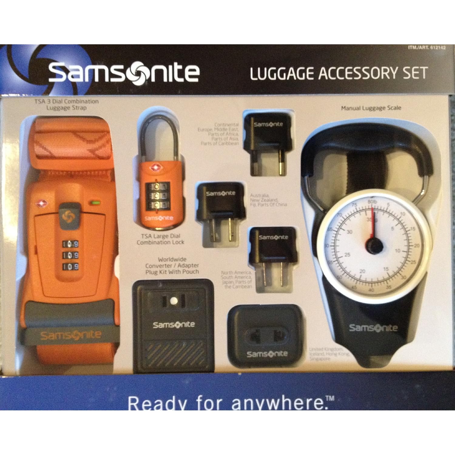 New Samsonite Travel Plug Adapters and Luggage Scale Lock Strap