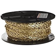 Campbell 0723817 Brass Plumbers Chain on Reel, Bright, 1/0 Trade, 0.02" Diameter, 200' Length, 35 lbs Load Capacity